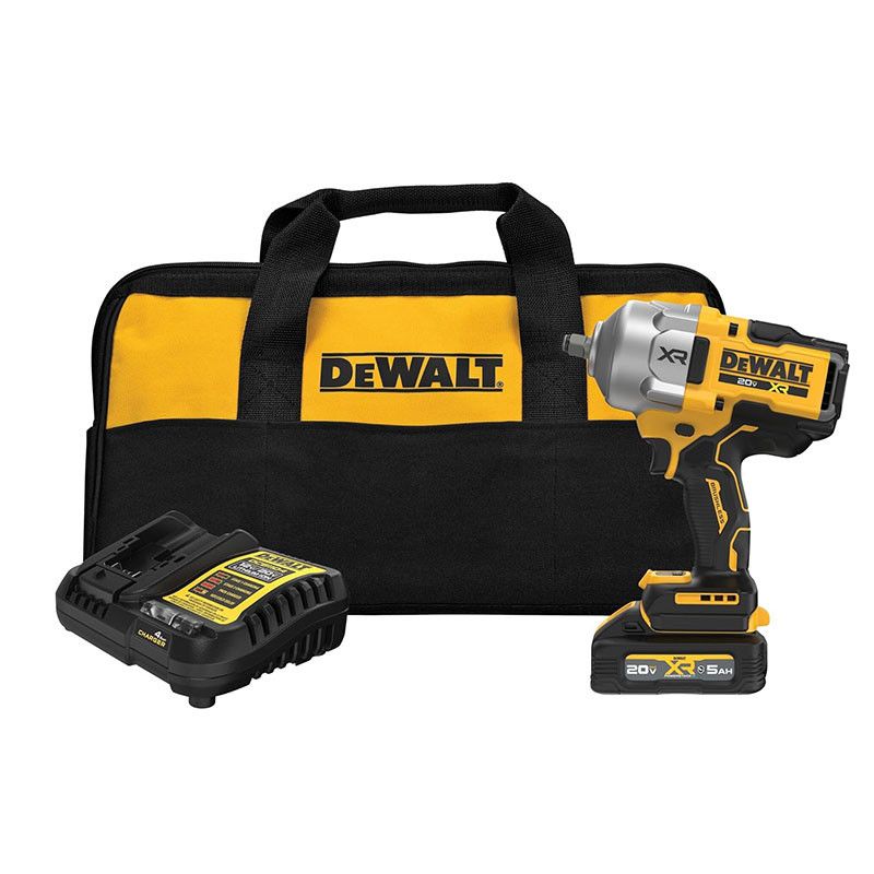 Llave De Impacto Inalambrica Xr De 1/2 Pulg De 20v De Brushless De 1 De 200 Lbs/Pie De Cargador Y Bateria Xr Powerstack 5ah Dewalt