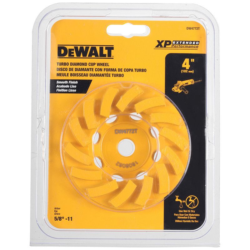 [DW4772T] -Copa De Diamante, 1 Fila De Diamante, 4 Pulg, Turbo Xp. Marca Dewalt