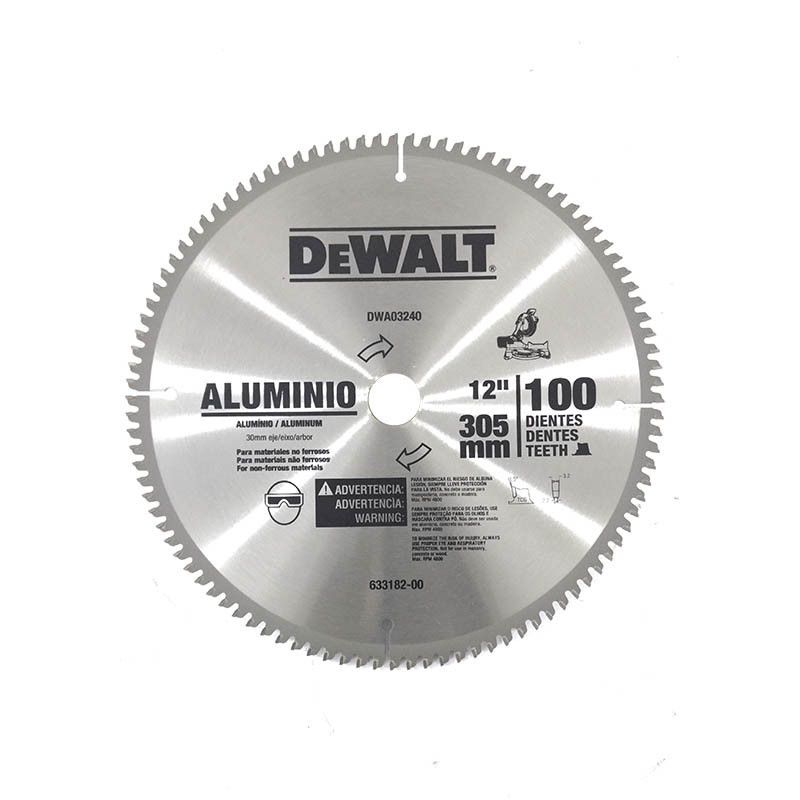 [DWA03240] -Disco De Sierra,12 Pulg, 100 Dientes, P/Aluminio Y No Ferrosos, Eje 30mm,Adaptador De 1 Pulg, 5/8 Y 3/4. Marca Dewalt