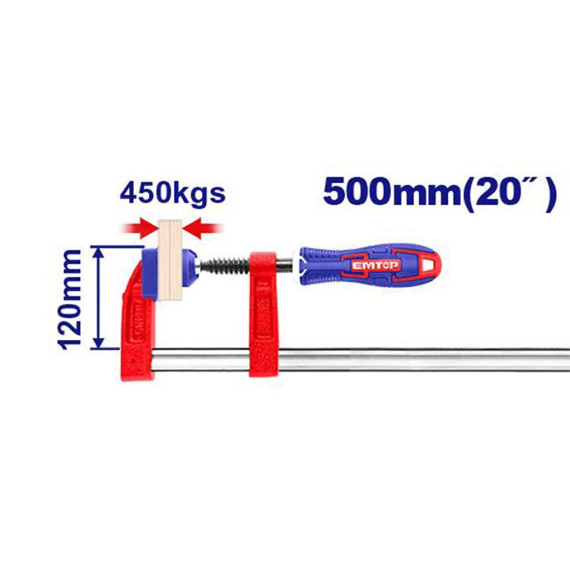 [ECLPF12301] -Prensa Abrazadera Tipo F, Largo 20 Pulgadas, Ancho De 5 Pulgadas. Marca Emtop