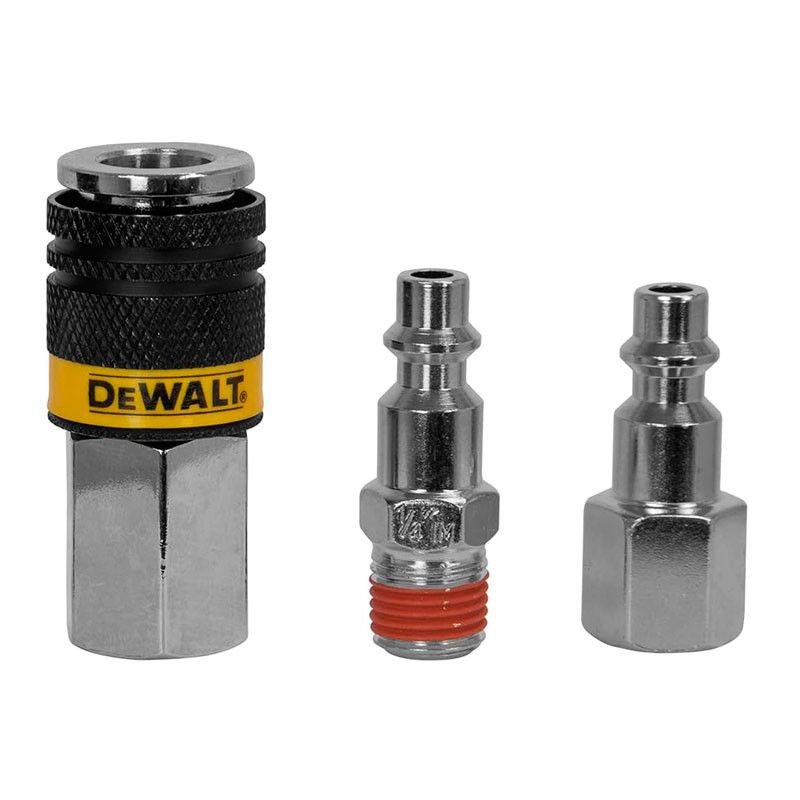 [DXCM036-0207] -Kit De Acople Rapido 3 Pcs Cromados, 1 Acoplador Hembra, 1 Conector Macho Y 1 Hembra Npt 1/4. Dewalt
