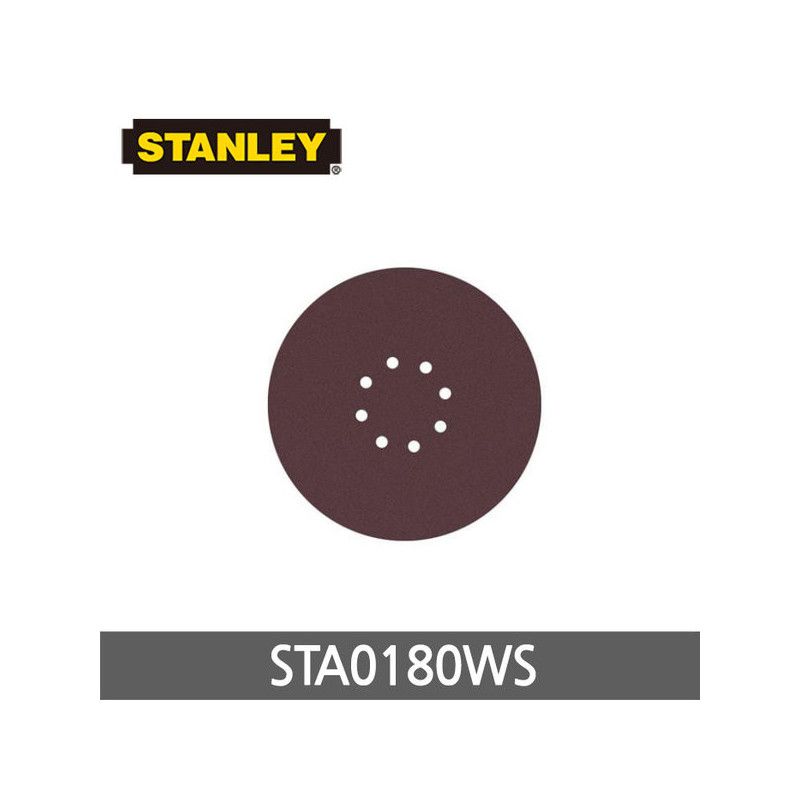 [STA0180WS] -Set De 5 Discos De Lija Con Velcro, 8-7/8 Pulg, Grano 180, Ideal Para Lijadora Sw75-B3. Stanley