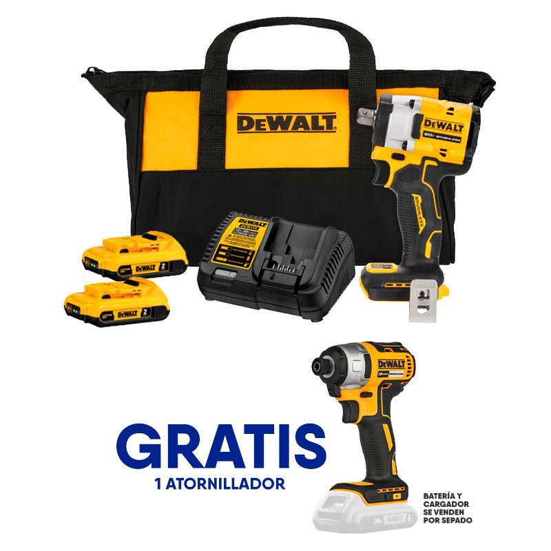 [DCF922D2-7871B] -Llave De Impacto Inalambrica, 1/2, Atomic, 20v. 450 Lbs/Pie, Brushless, Gratis Atornillador De Impacto Dcf7871b. Dewalt