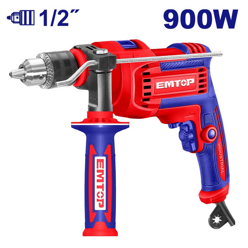 [ULMDL0906] -Barreno/Taladro Percutor, 900 Watts, 1/2 Pulg, Velocidad Variable, Aplicaciones En Concreto, Metal Y Madera. Emtop