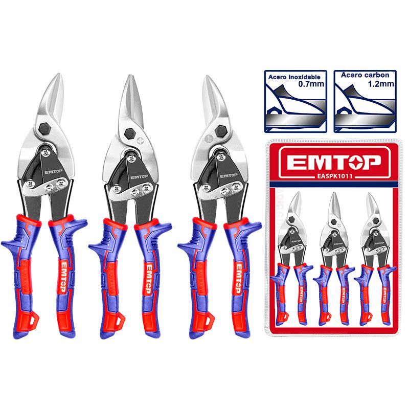 [EASPK1011] -Juego De Tijeras De Aviacion, 3 Piezas, Izquierda, Derecha Y Recta. Marca Emtop