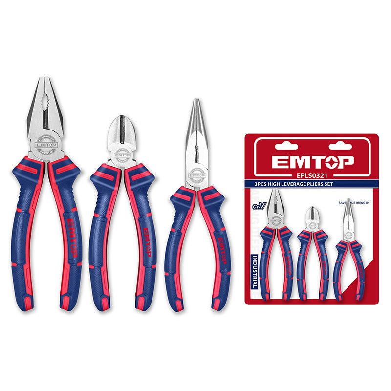 [EPLS0311] -Juego De 3 Alicates. Marca Emtop