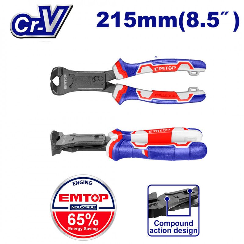 [EPLRCE0851] -Alicate Corte Frontal 8.5 Pul, Material Cr-V, Revestimiento De Teflon, Mango Tpr De 3 Colores Agarre Fuerte,Comodo.emtop