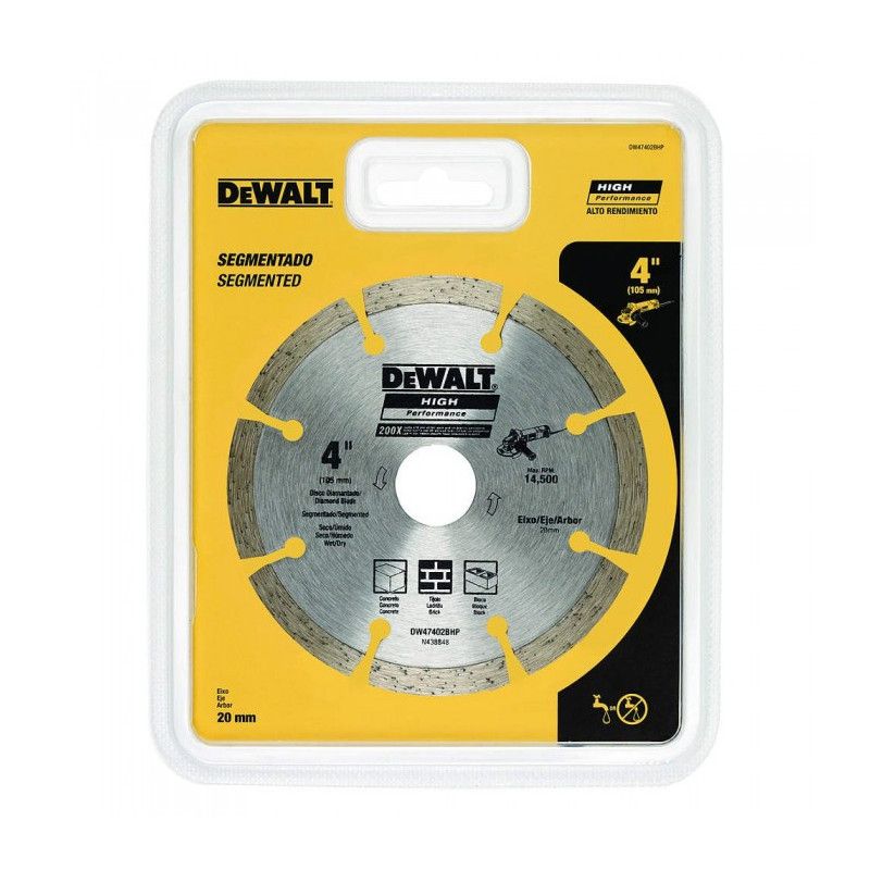 [DW47402HP] -Disco Diamantado, 4 Pulg, Cortes En Seco, Borde Segmentado, Con Arandela De Ajuste De 7/8 Y 5/8 Pulg. Marca Dewalt