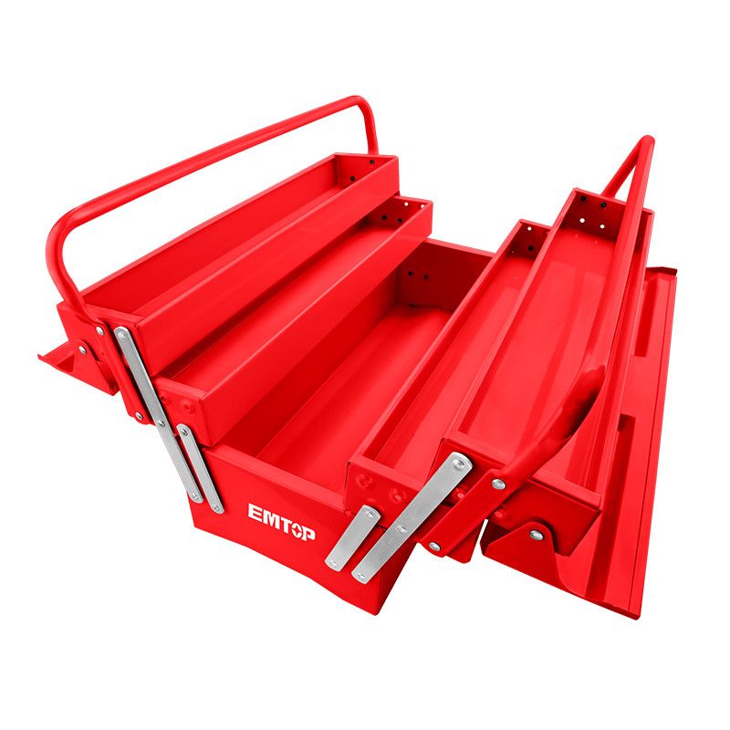 [ETBXS0201] -Caja Metalica Para Herramientas, Con 3 Niveles Plegables, 5 Bandejas, Largo 49.5, Alto 29.5, Ancho 20 Centimetros. Emtop