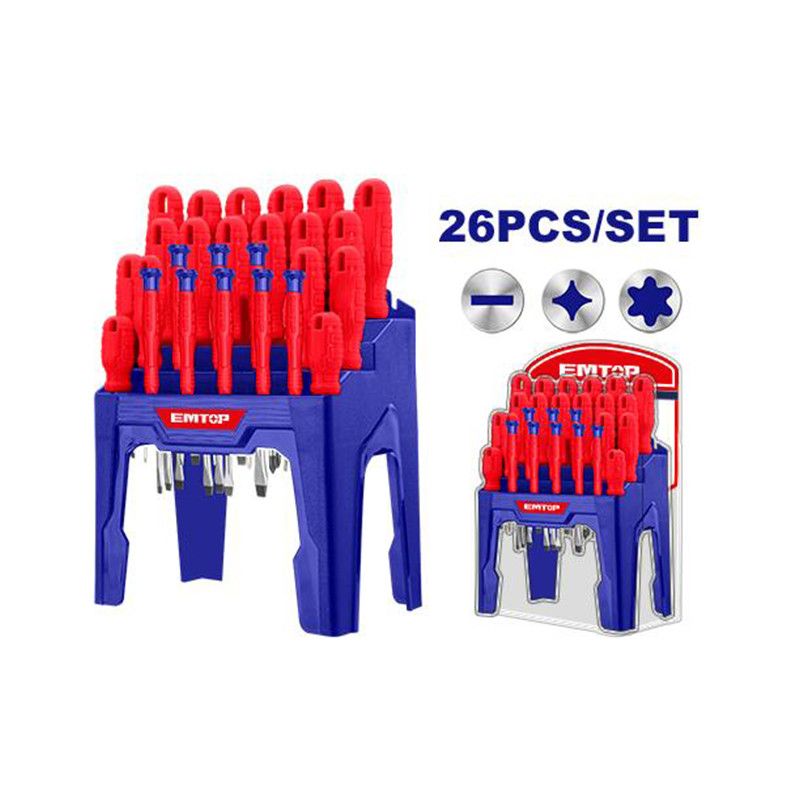 [ESST2601] -Juego De 26 Desarmadores Con Organizador. Marca Emtop
