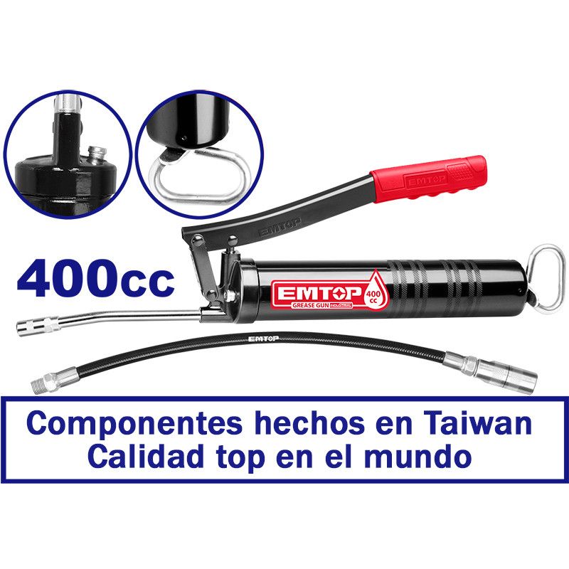 [EGGN4001] -Pistola Engrasadora Manual, Cartucho 14 Onzas. Marca Emtop