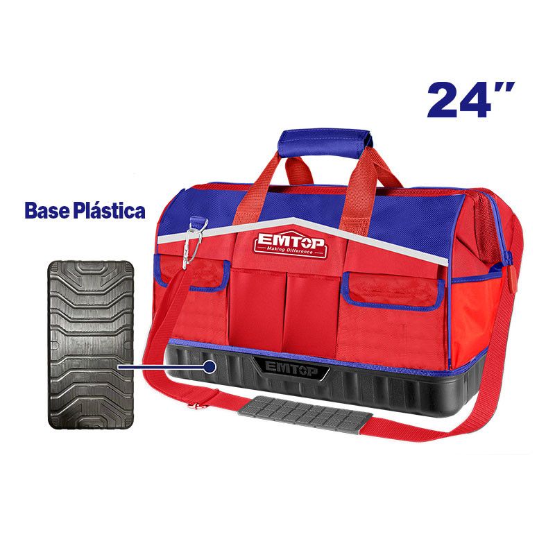 [ETBG28244] -Maletin/Bolso Para Herramientas 24 Pulg. Carga Maxima 25 Kg. Marco Rigido Para Facil Apertura, Base Plastica. Emtop