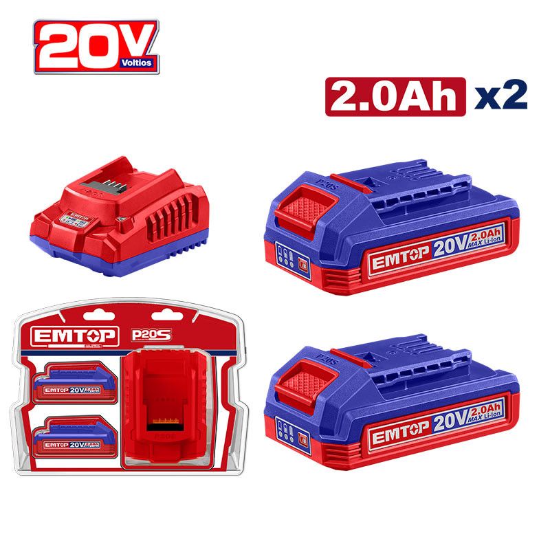 [ULBCPK2212] -Kit De Cargador Y 2 Baterias De 20 Voltios 2ah. Emtop