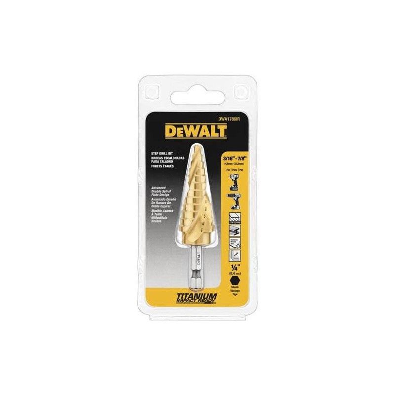 [DWA1786IR] -Broca Escalonada, 3/16 Pulg Hasta 7/8 Pulg, Hex 1/4 Pulg. Marca Dewalt