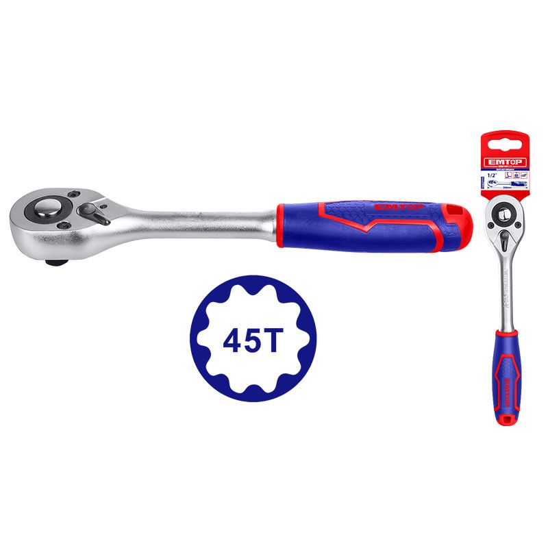 [ERWH0121] -Ratch Tipo Pera Encastre De 1/2 Pulgada Con Desconexion Rapida, Material Cromo Vanadio. Marca Emtop