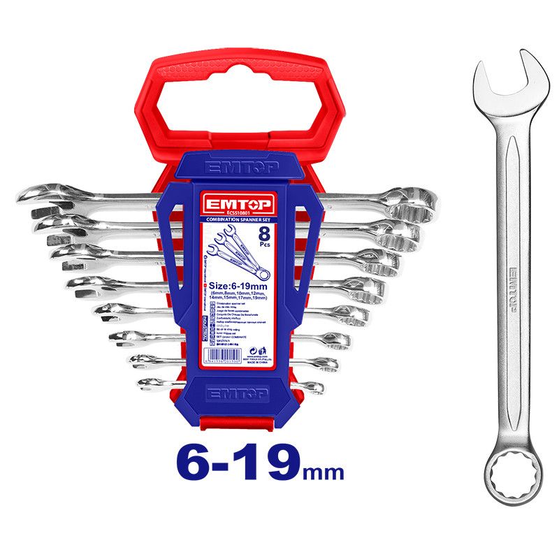 [ECSS10801] -Juego De 8 Llaves Cola Corona De 6, 8, 10, 12, 14, 15, 17, 19 Milimetros. Marca Emtop