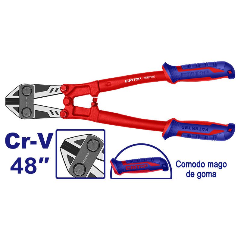 [EBCR4801] -Corta Pernos 48 Pulgadas, Comodo Mango De Goma, Cuchilla De Cromo Vanadio. Marca Emtop