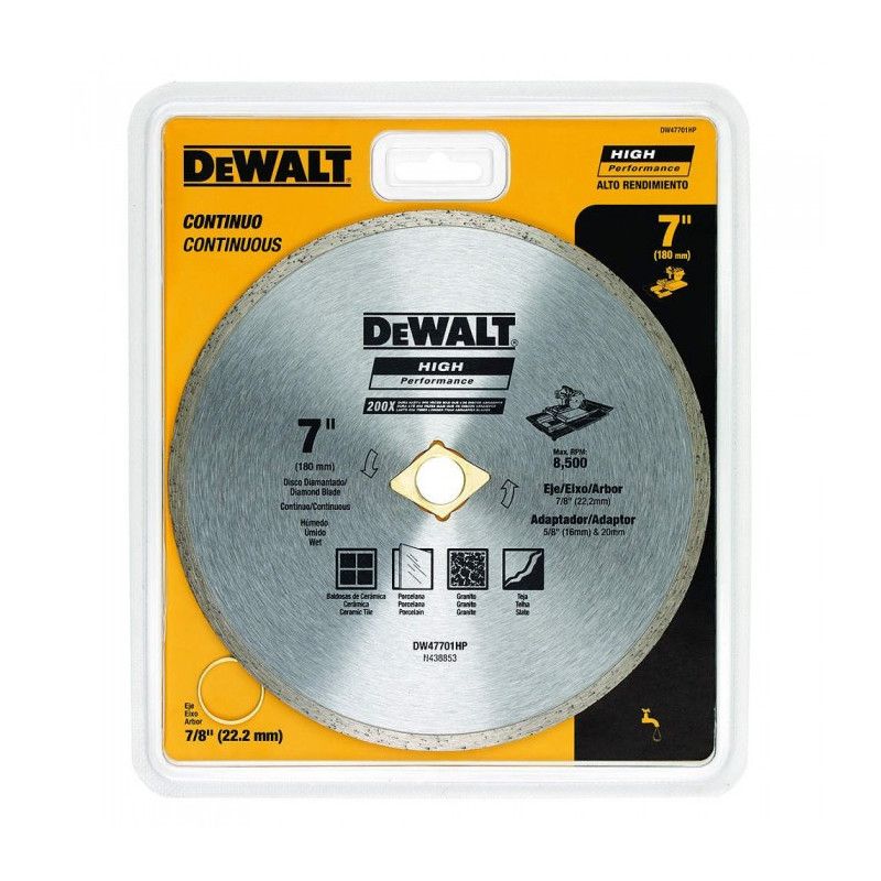 [DW47701HP] -Disco Diamantado, 7 Pulg, Borde Continuo, Alto Rendimiento. Marca Dewalt