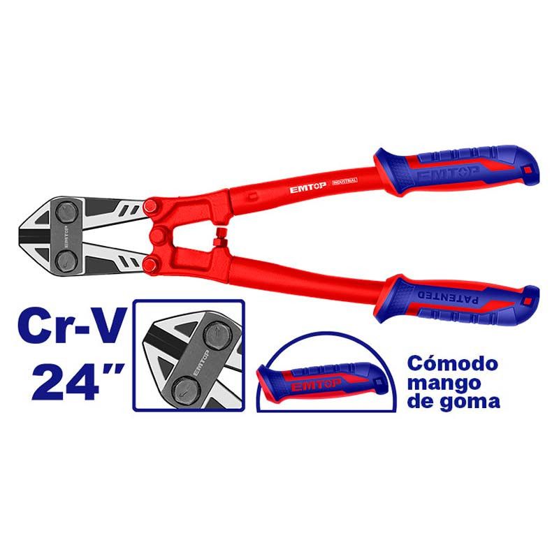 [EBCR2401] -Corta Pernos 24 Pulgadas, Comodo Mango De Goma, Cuchilla De Cromo Vanadio. Marca Emtop