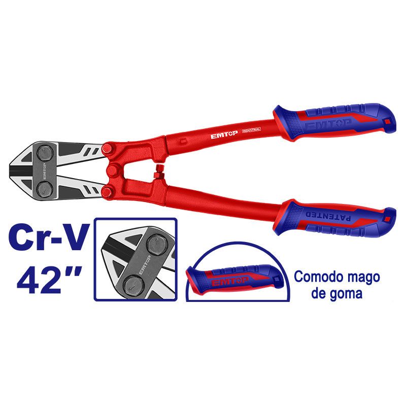 [EBCR4201] -Corta Pernos 42 Pulgadas, Comodo Mango De Goma, Cuchilla De Cromo Vanadio. Marca Emtop