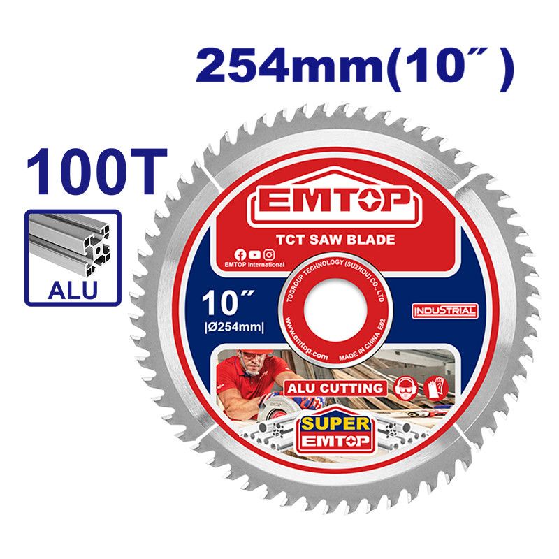 [ETCT22541001] -Disco De Sierra, 10 Pulg, Eje 30 Mm Adaptador De 1 Y De 5/8 Pulg, 100 Dientes De Carburo, P/Aluminio. Emtop