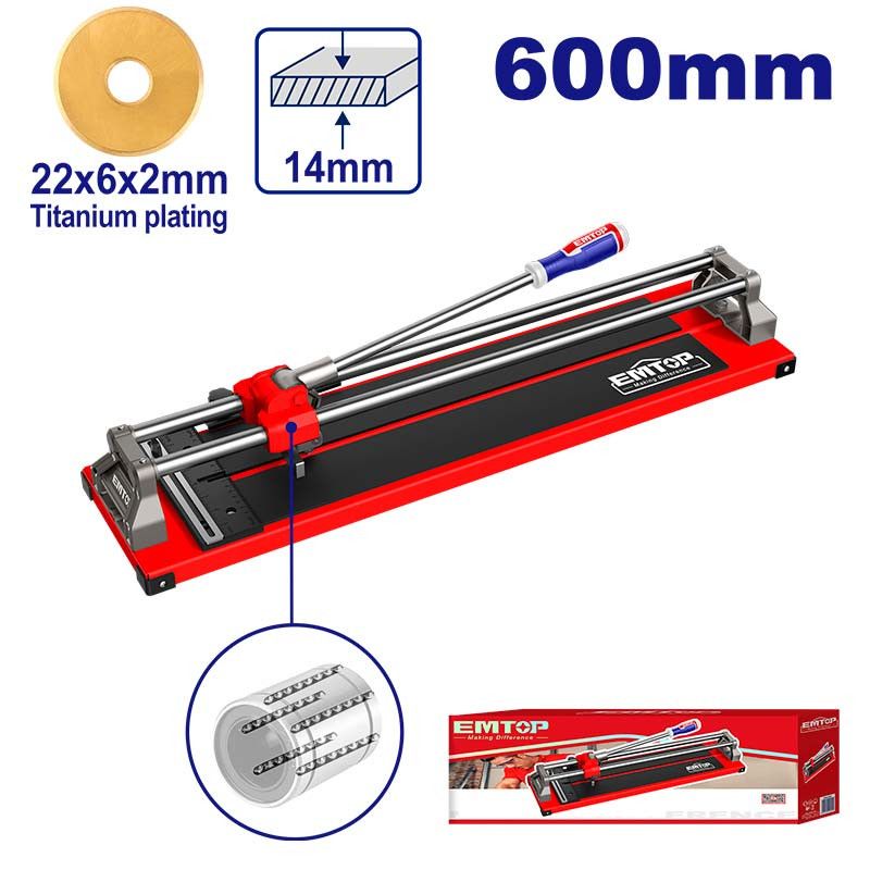 [ETCR6004] -Cortadora De Loza Manual, Piso, Azulejos, Ceramica, Longitud De Corte 60 Cms, Base 82 X 20 Cms. Emtop