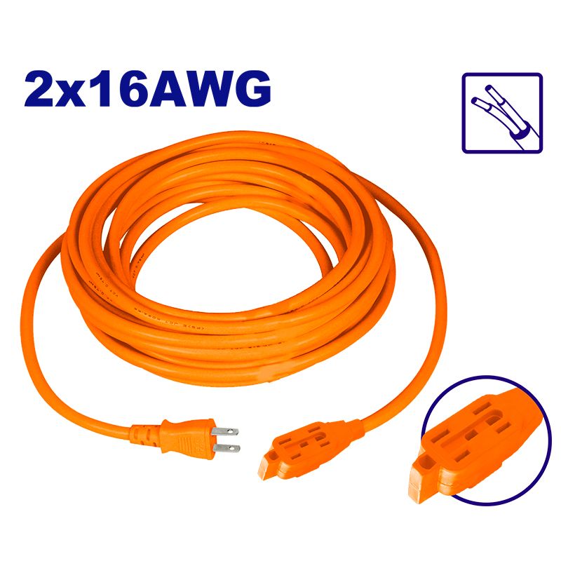 EXTENSION ELECTRICA NARANJA, DE 10 METROS, CALIBRE 2X16 AWG. EMTOP