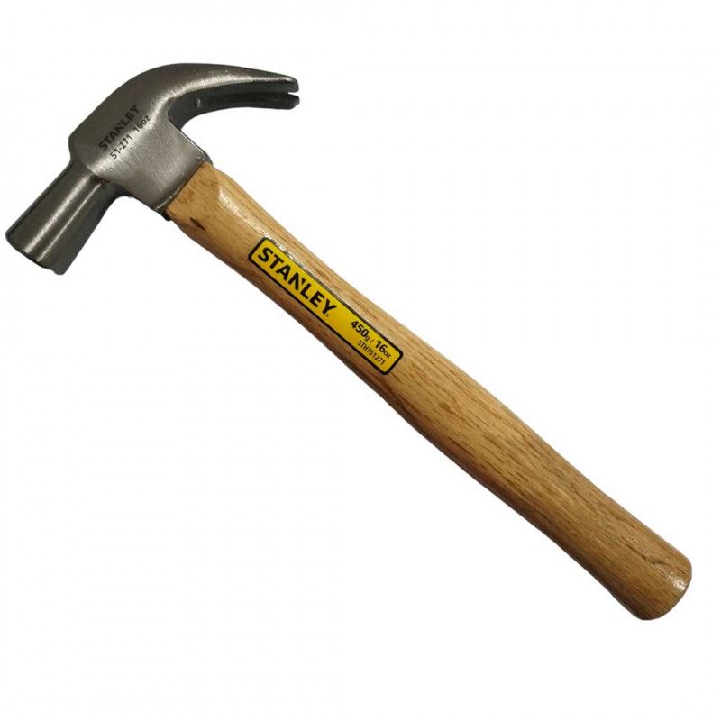 MARTILLO MANGO DE MADERA, CABEZA CONICA, TIPO CURVO, 16 ONZAS 454 GRAMOS. MARCA STANLEY