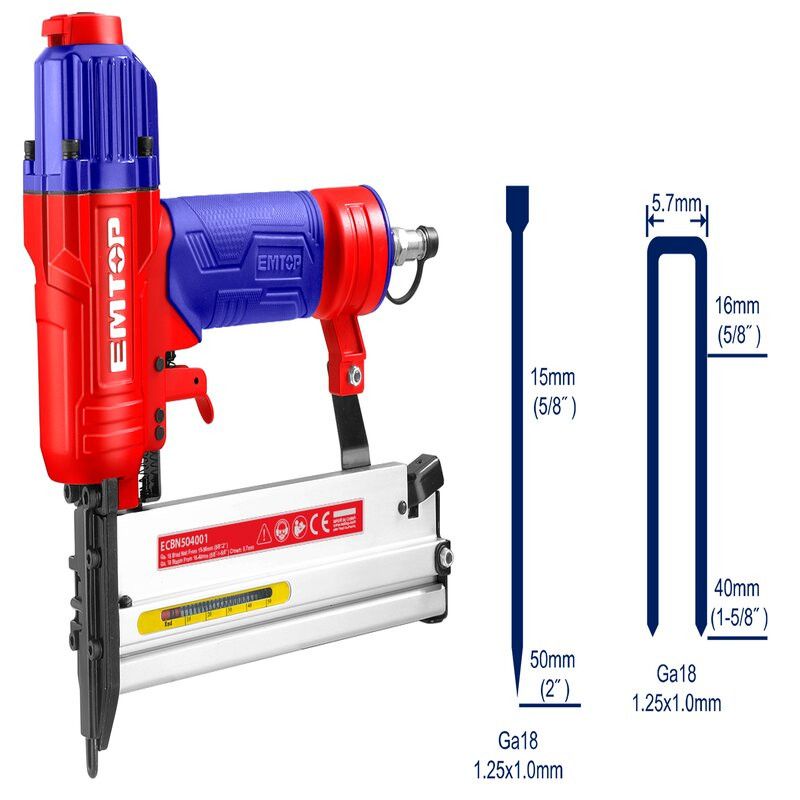 [ECBN504001] -Clavadora Y Engrapadora 2 En 1,Clavos 5/8 A 2 Pulg,Grapas 5/8 A 1-5/8 Pulg, Con 1,000 Clavos Y 200 Grapas.marca Emtop.