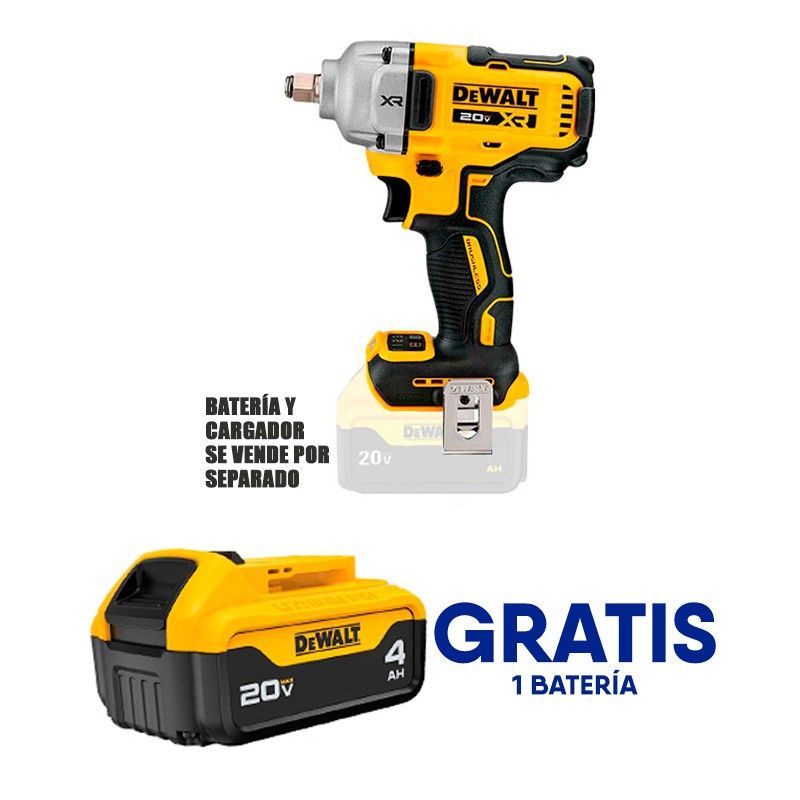 [DCF891B-OF1] -Llave De Impacto Inalambrica 1/2 Plg, 20v, 600 Pie/Libra, Brushless, Gratis Bateria. (Bare Tool). Dewalt