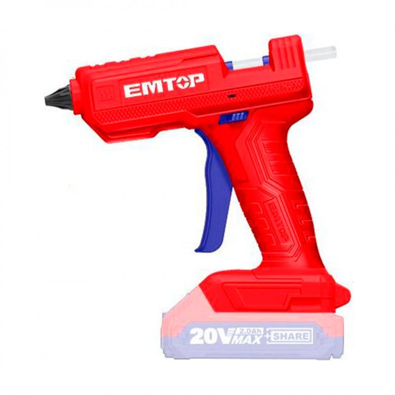 [ELGG2002] -Pistola De Silicon Inalambrica De 20 Voltios, Diametro Del Silicon 11.2mm, Sin Cargador Ni Bateria. Bare Tool.emtop