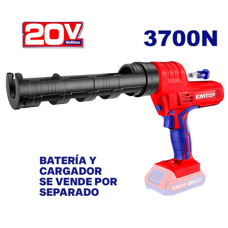 [ELCG2001] -Pistola De Calafateo Inalambrica 20v, Cartucho 10 Pulg. Aplicacion De Silicon,Sin Bateria Ni Cargador, Bare Tool. Emtop