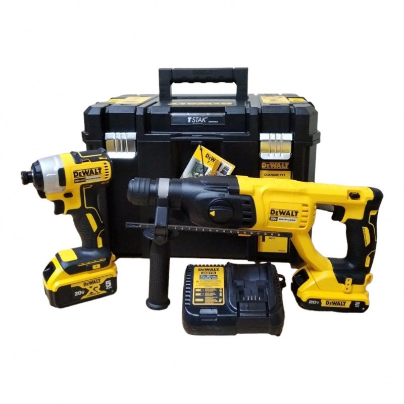 [DCK260D1P1T-B3] -Combo Rotomartillo Y Atornillador De Impacto, Inalambricos Mas Caja Tools Tstak. Marca Dewalt