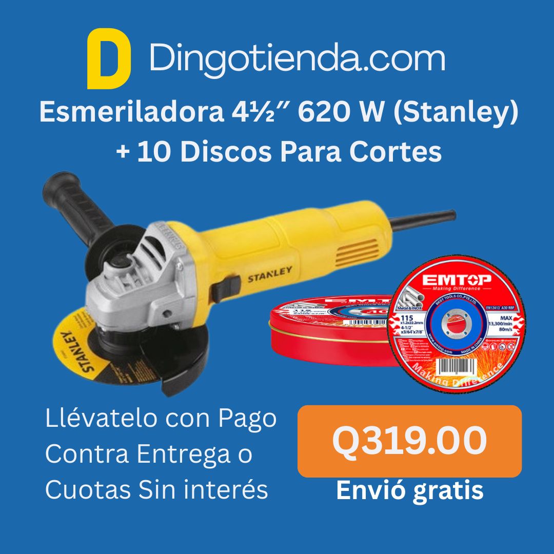 Pulidora / Esmeriladora / Amoladora Stanley 620 Watts + 10 Discos Para Cortes