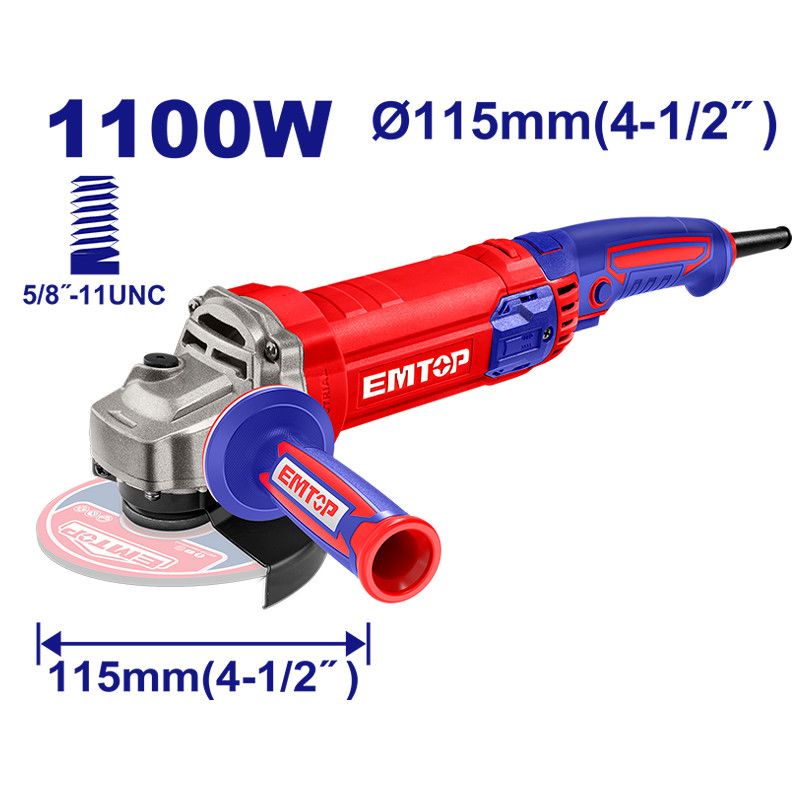 [ULAGR11083] -Pulidora/Esmeriladora 4 1/2 Pulgadas. 1,100 Watts, 12,000 Rpm. Eje 5/8. Emtop