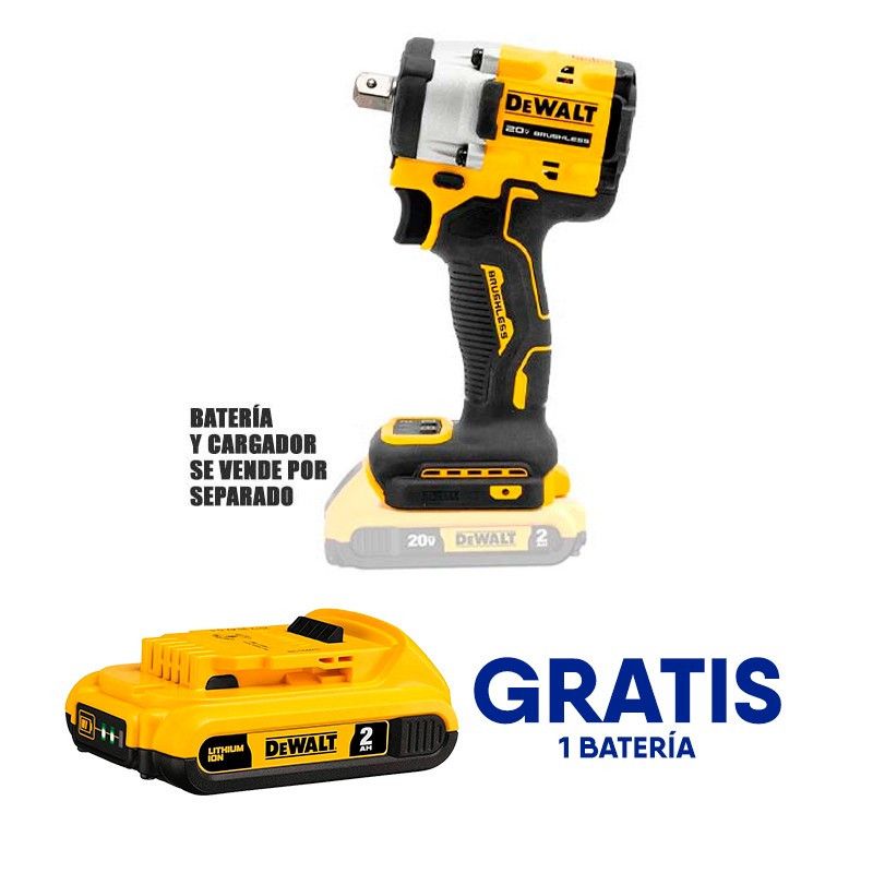 [DCF922B-OF1] -Llave De Impacto Inalambrica Atomic 1/2 Plg, 20v, 300 Pie/Libra, Brushless, Gratis Bateria. (Bare Tool)Dewalt