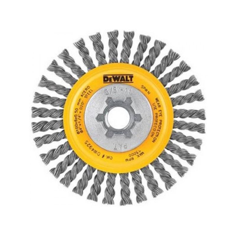 [DW4930] -Cepillo De Rueda/Circular, Trenzado/Entorchado, 4 Pulg, Eje 5/8 Pulg-11, Acero De Carbono, 20,000 Rpm. Marca Dewalt