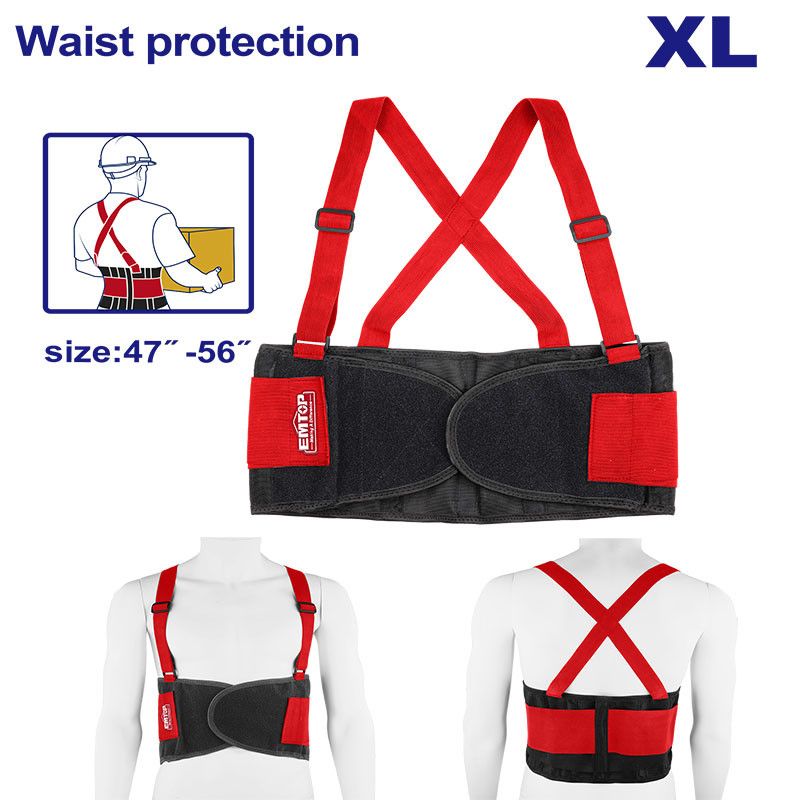 [EMTG901XL] -Cinturon De Apoyo Ajustable Con Tirantes, Proteccion Lumbar De Fuerza Y Levante De Objetos Pesados, Talla Xl. Emtop