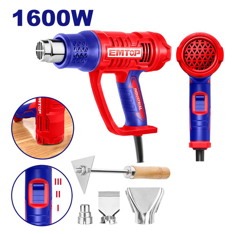 [ULHGN16078] -Pistola De Calor, 1,600 Watts, Temperatura Ajustable 50 A 550 Grados Celsius. Marca Emtop