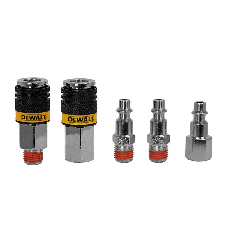 [DXCM036-0208] -Kit De Acople Rapido 5 Pcs Cromados, 1 Acoplador Hembra Y 1 Macho, 2 Conector Macho Y 1 Hembra Npt 1/4. Dewalt