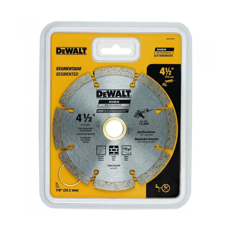DISCO DIAMANTADO 4-1/2 PULG, SEGMENTADO, CORTES SECOS. MARCA DEWALT