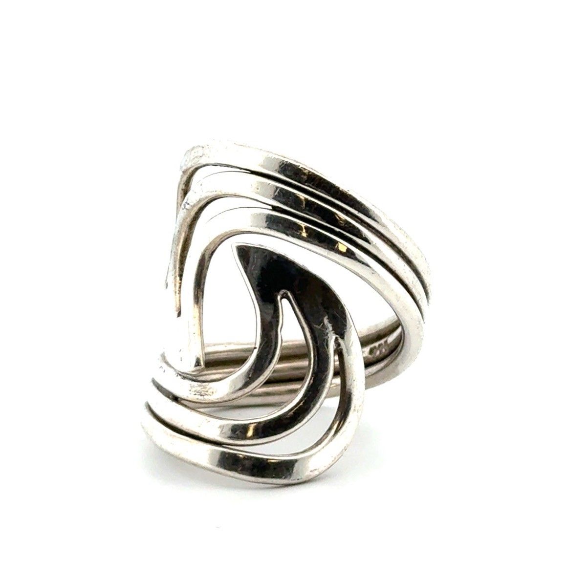 Size: 8.5 Vintage 925 Sterling Silver Abstract Open Swirl Ring 11.4g