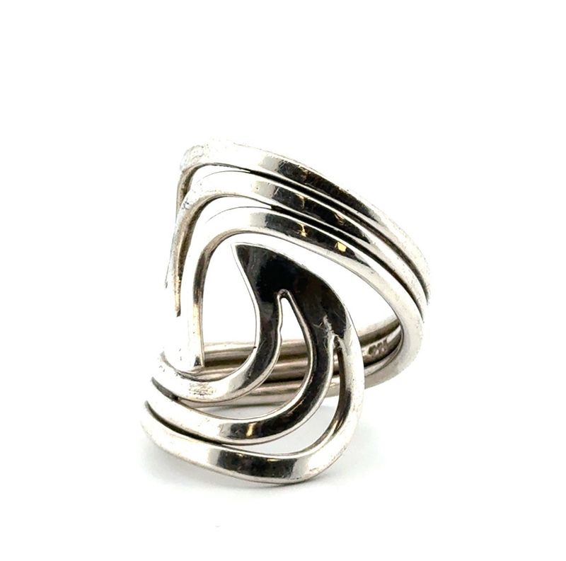 Size: 8.5 Vintage 925 Sterling Silver Abstract Open Swirl Ring 11.4g