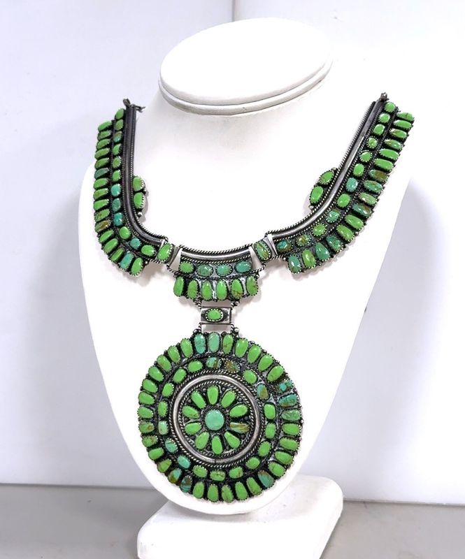 Navajo 925 Sterling Silver Gaspeite Squash Blossom Juliana Williams &amp; Martha S.