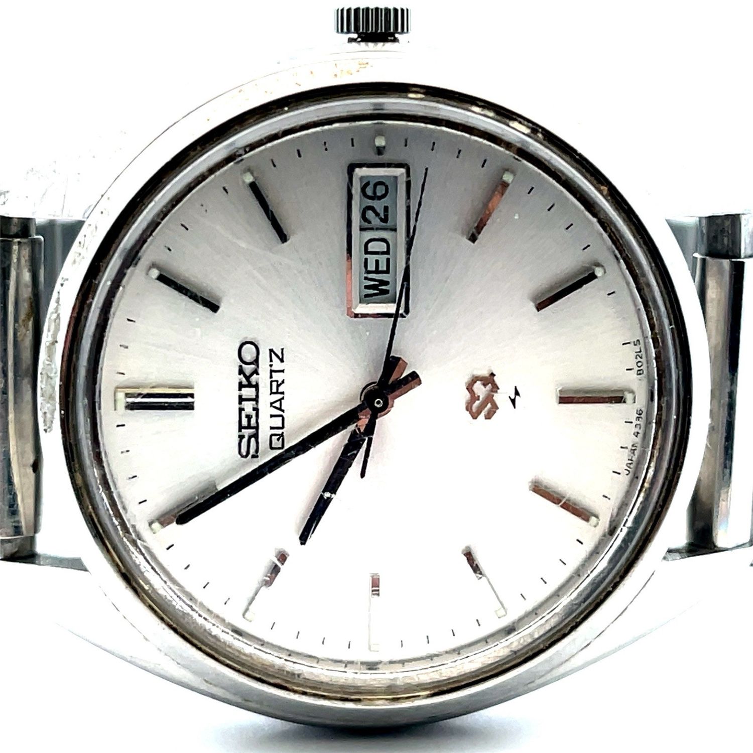 Men's Vintage Stainless Watch SEIKO "SQ" 4336-8089, New Battery