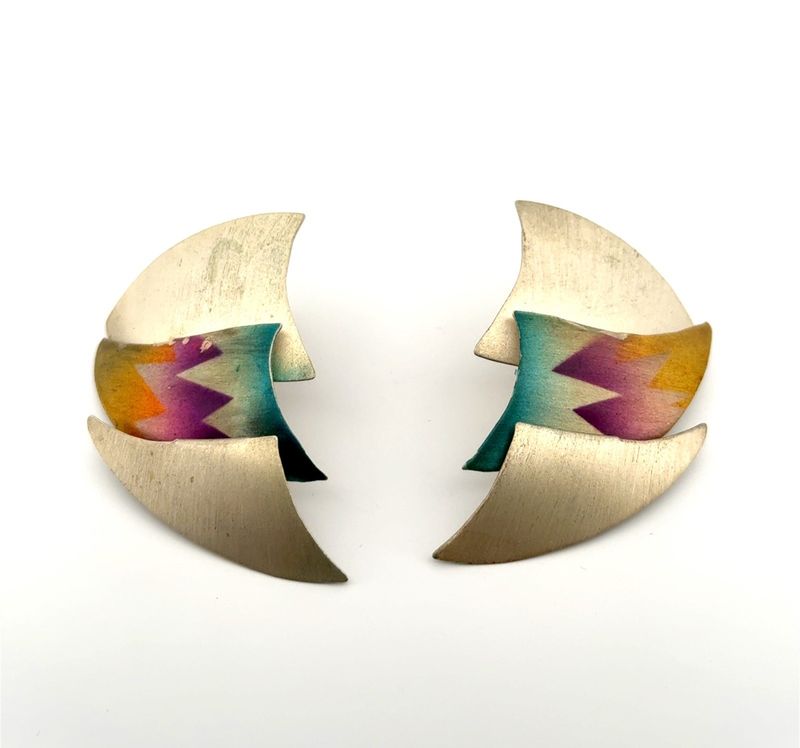 925 Sterling Silver Niobium Pierced Earrings 12.7g