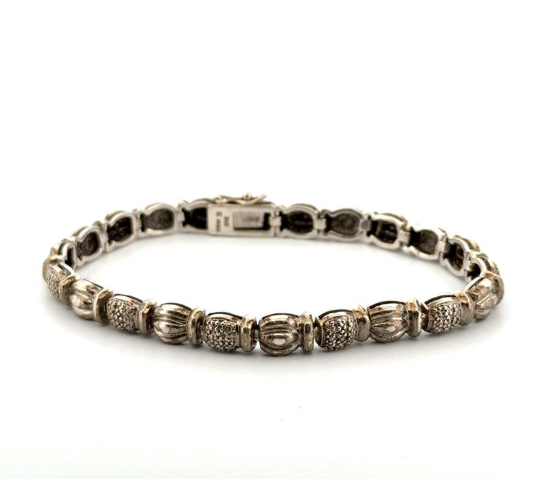 7” Ross Simons 925 Sterling Silver Textured Bead Style Bracelet 16.6g