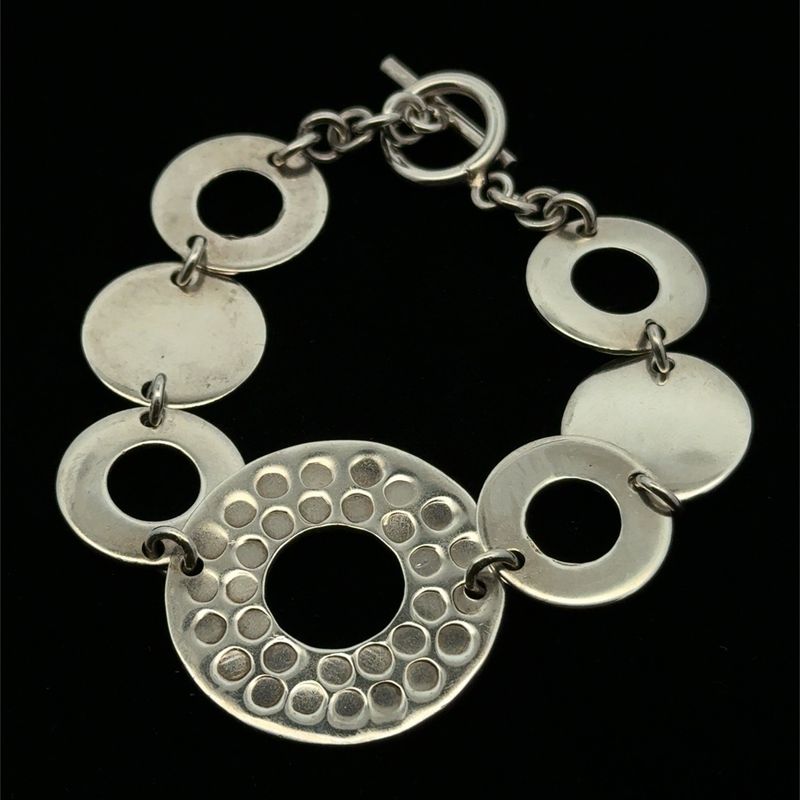 7.5” .925 Sterling Silver Disc Link Bracelet, 27.3g