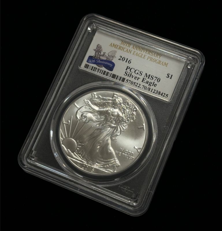 2016 American Silver Eagle 30th Anniversary PCGS MS70 1oz .999 Fine Silver