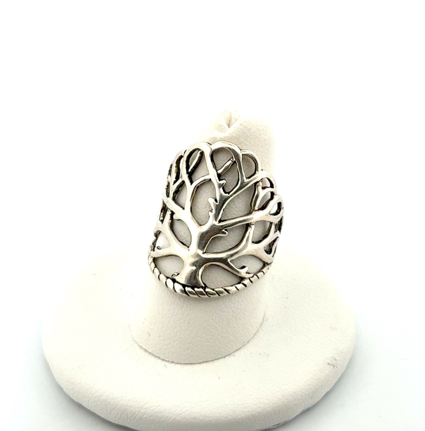 Size: 8 Tree of Life 925 Sterling Silver Ring 4.5g
